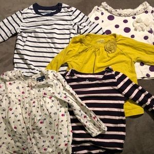 2 striped Long-sleeve Tops - 12-18 M